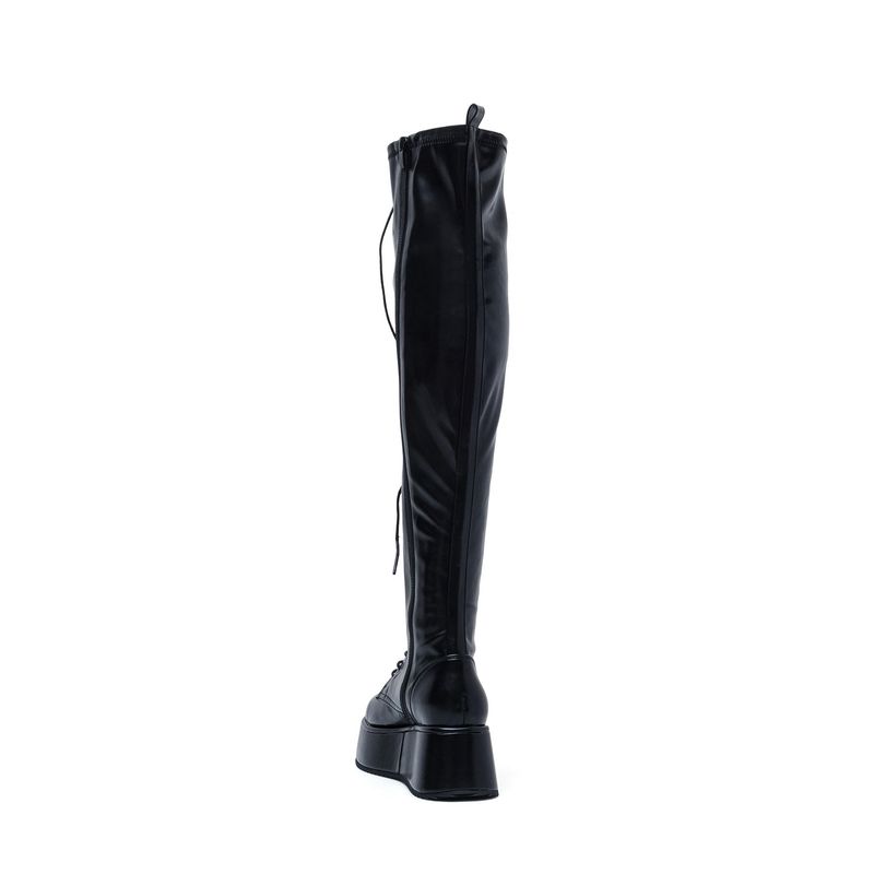Platform Lace-Up Long Boots(Black)