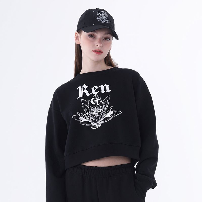 0 9 Ren crop sweatshirt - BLACK