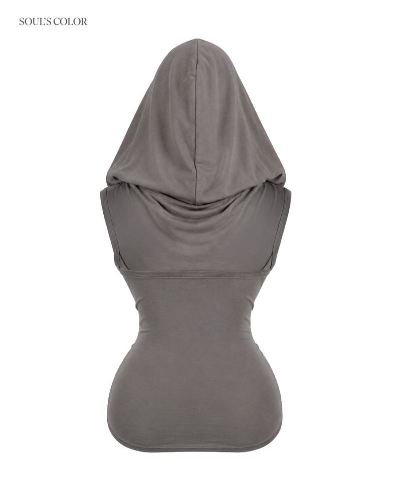 KAYA DRAPE BACKLESS HOODIE TOP (3COLOR)