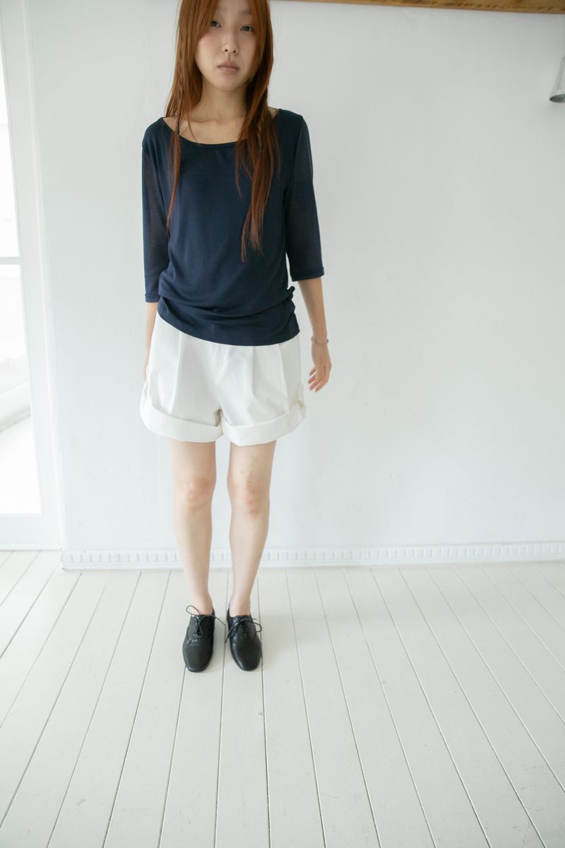 see-through sleeve capri sleeve top(3colors)