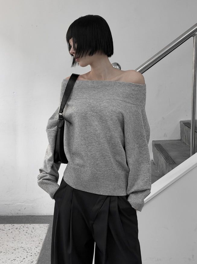 mnem（ムネム）の「Leno One-Shoulder Off-Knit Top（Tops）」