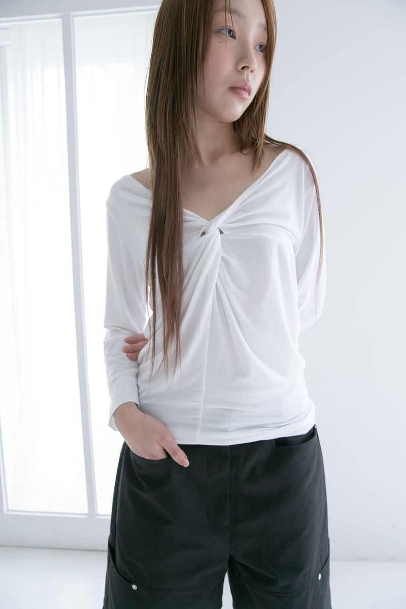 twist capri sleeve top(2colors)