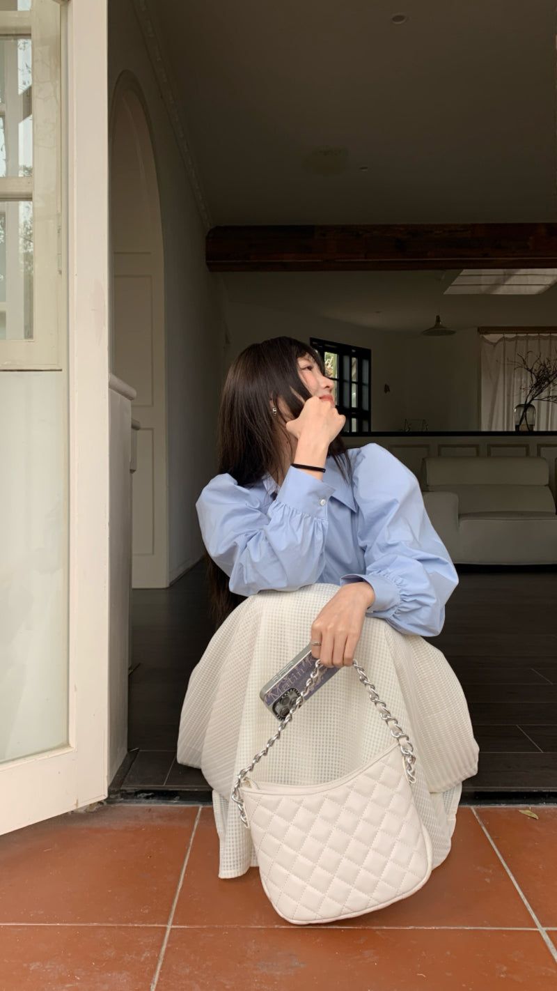 [SALE] Sora Back Point Shoulder Puff Blouse