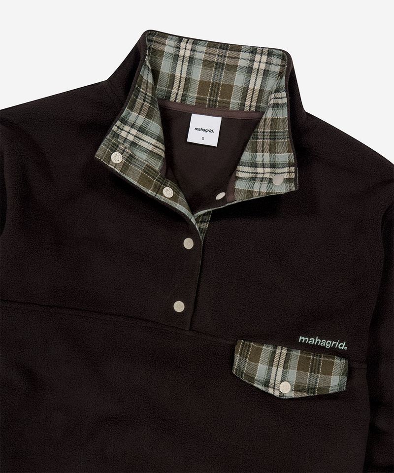 CHECK FLEECE ANORAK_BROWN