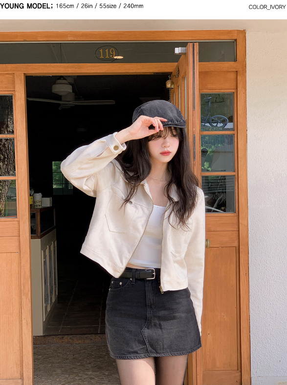 #Autumn Suede Collar Crop Jacket (4color)