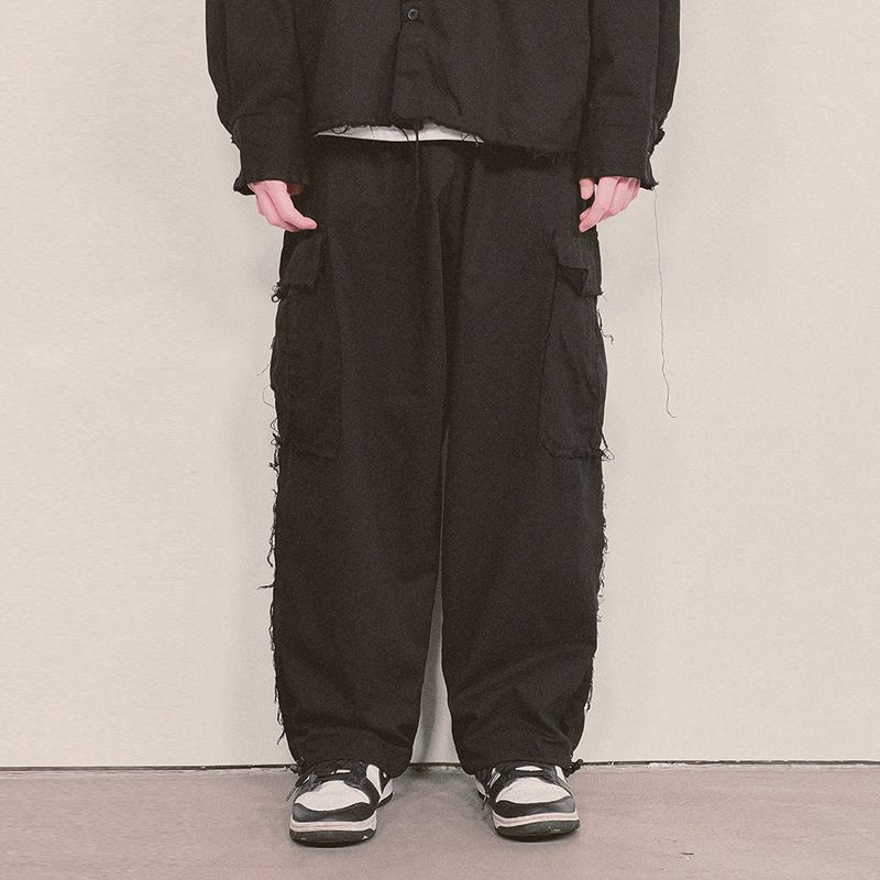 grunge wide cargo pants_black