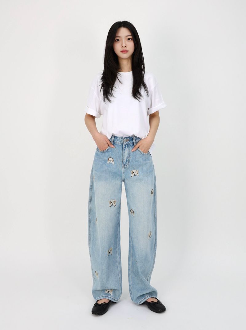 PUPPY EMBROIDERED CURVED DENIM code 26225