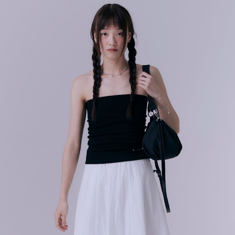 90's rib tube top (BLACK)