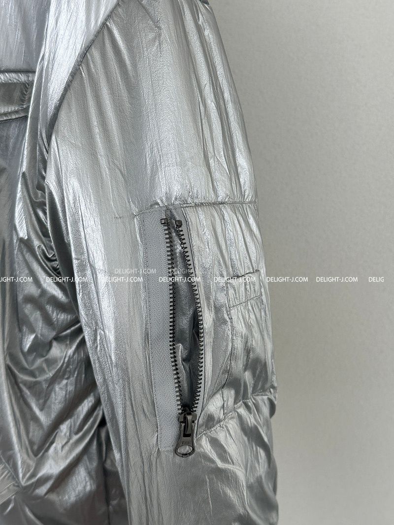 Double-sided reversible denim padded coat