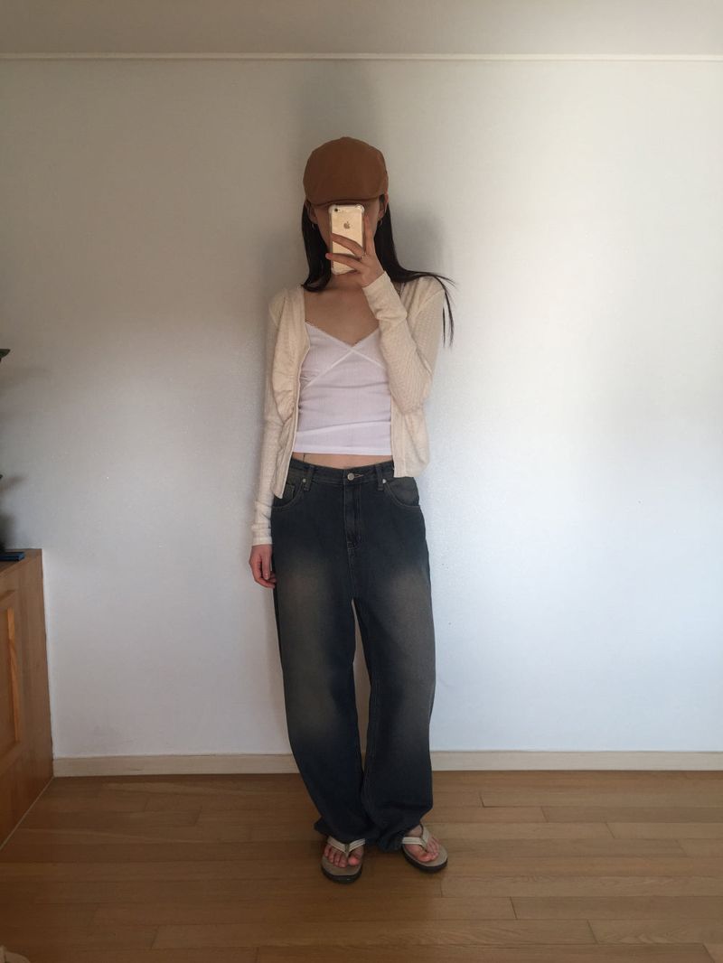 Touch denim wide long pants (2 colors)