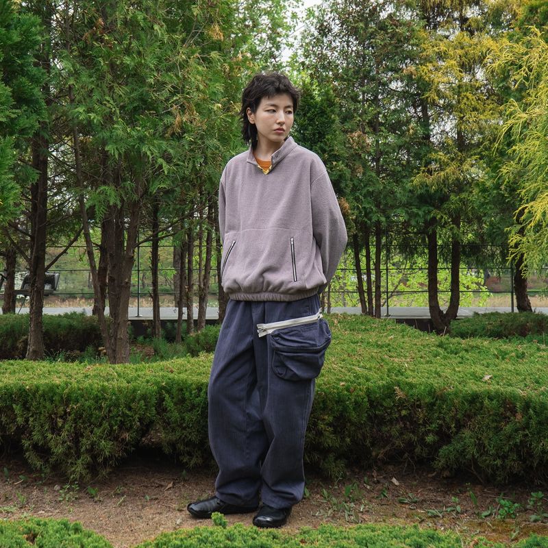 Surface fleece pullover / Rose ash