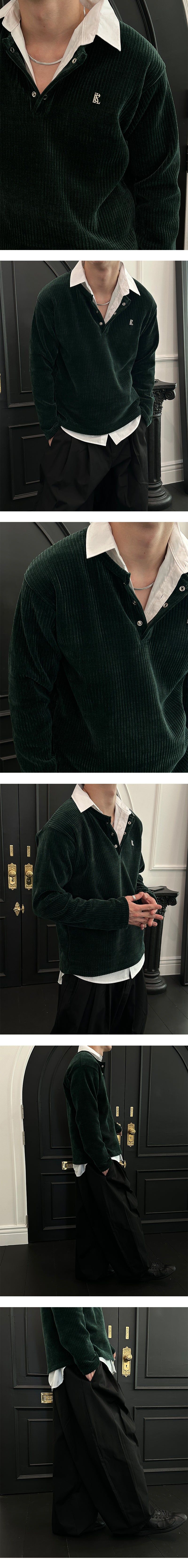 [MADE] Velvet golgi henry neck knit sleeves(3color)