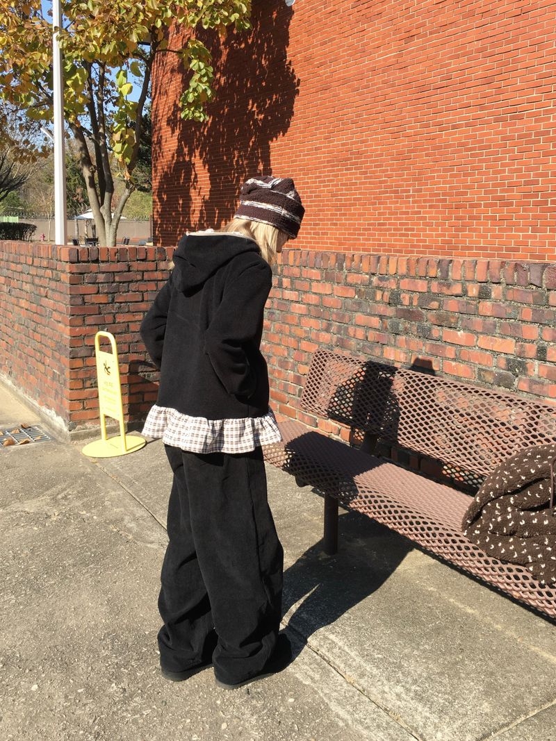Down Lining Corduroy Wide Pants