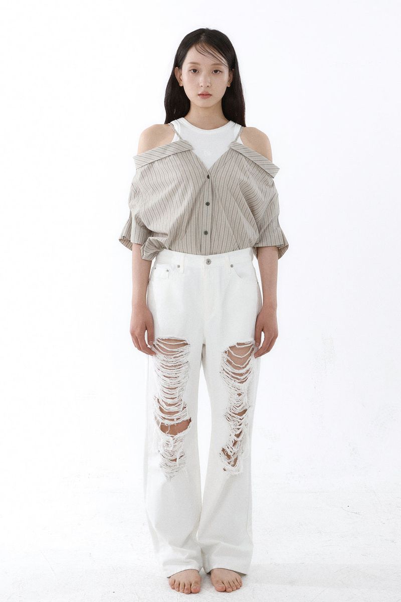 LOOSE OFF-SHOULDER SHIRT_BEIGE