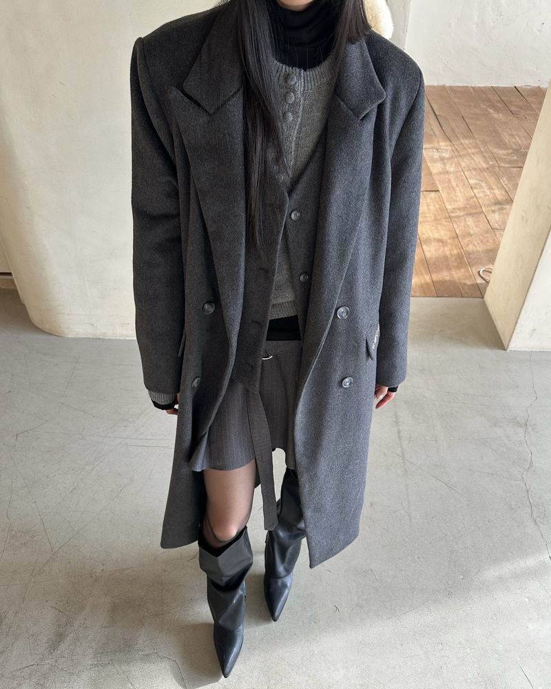 NEWALRIN Classic Long Wool Coat & Vest Set