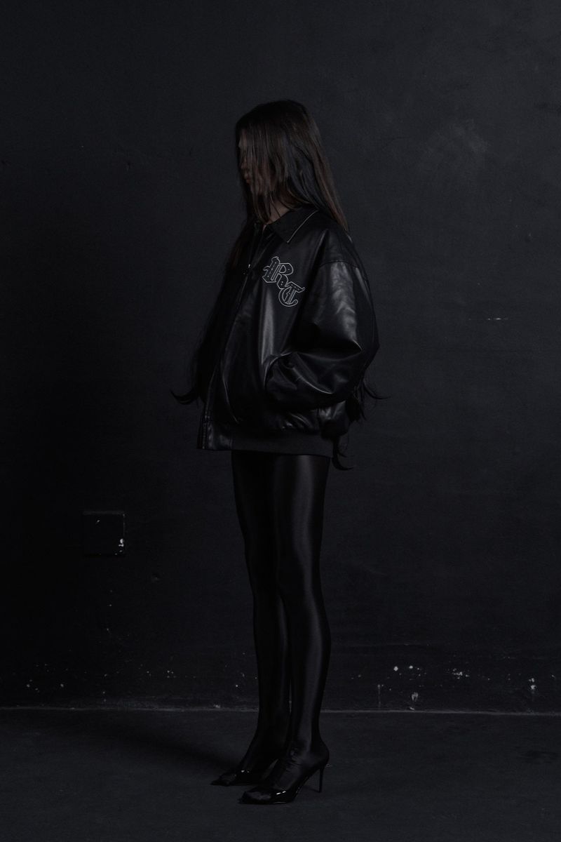 LEATHER VARSITY JACKET BLACK