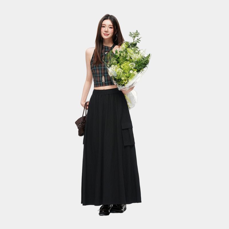 La mode MAQI(ラ モード マキ)の「Textured Volume Flare Maxi Skirt(Skirts)」