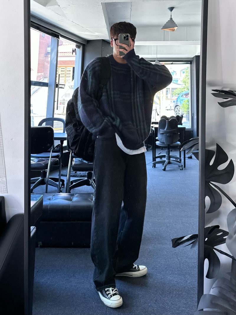 maranda check loosefit knit