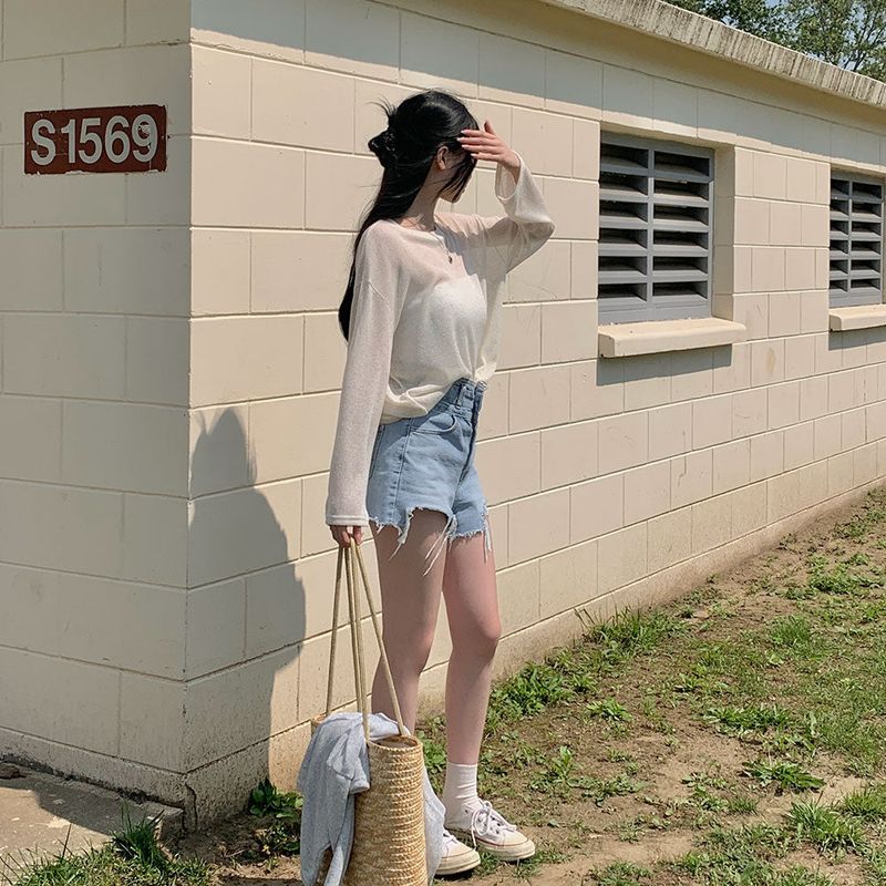 [Bellide made] See-through Bookle Linen Summer Knit T-shirt