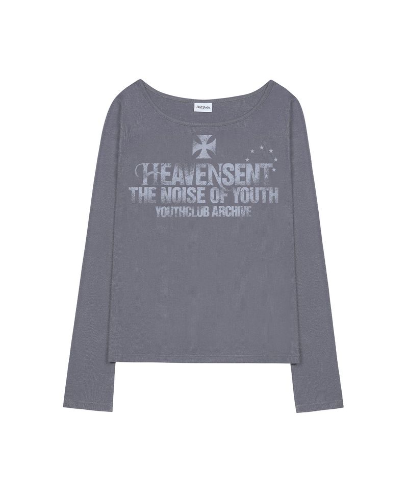 ODDSTUDIO（オッドスタジオ）の「Heaven Sent Loose Fit Boat Neck Long Sleeve - PURPLE GRAY（Tops）」
