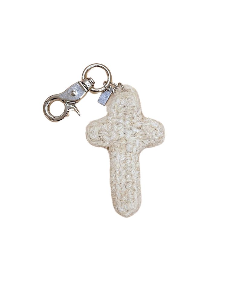 CROSS KNIT KEYRING-IVORY
