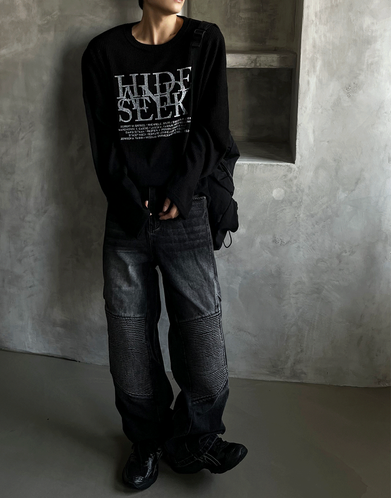 dope lettering knit long-sleeved