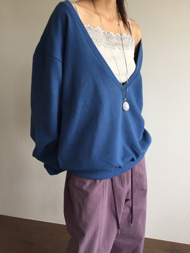 Lancol Deep V-Neck Sweatshirt (3color)