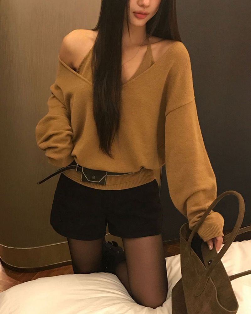 V-Neck Knit & Tank Top Set
