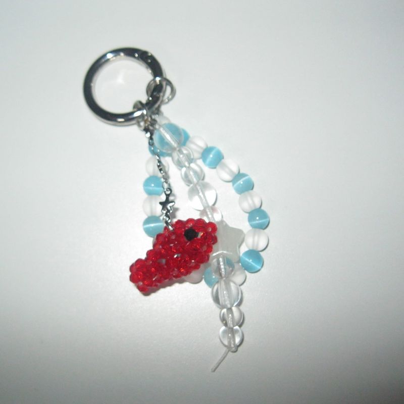Red goldfish gemstone key ring