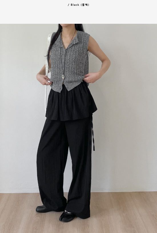 Frill Wrap Nylon Wide Pants