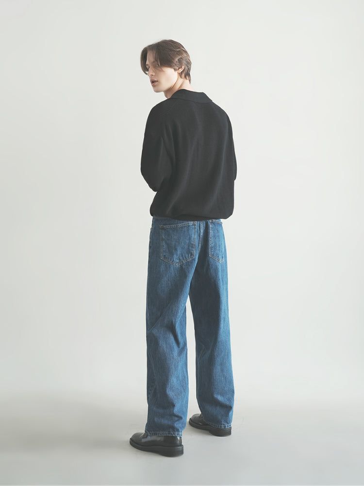 M198 SLOP WIDE DENIM PANTS_DEEP BLUE