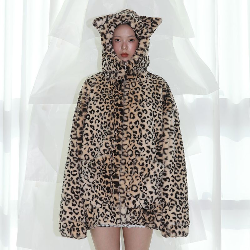 CLUT STUDIO(クラットスタジオ)の「Cat Ear Fur jacket - LEOPARD(Jackets/Outerwear)」