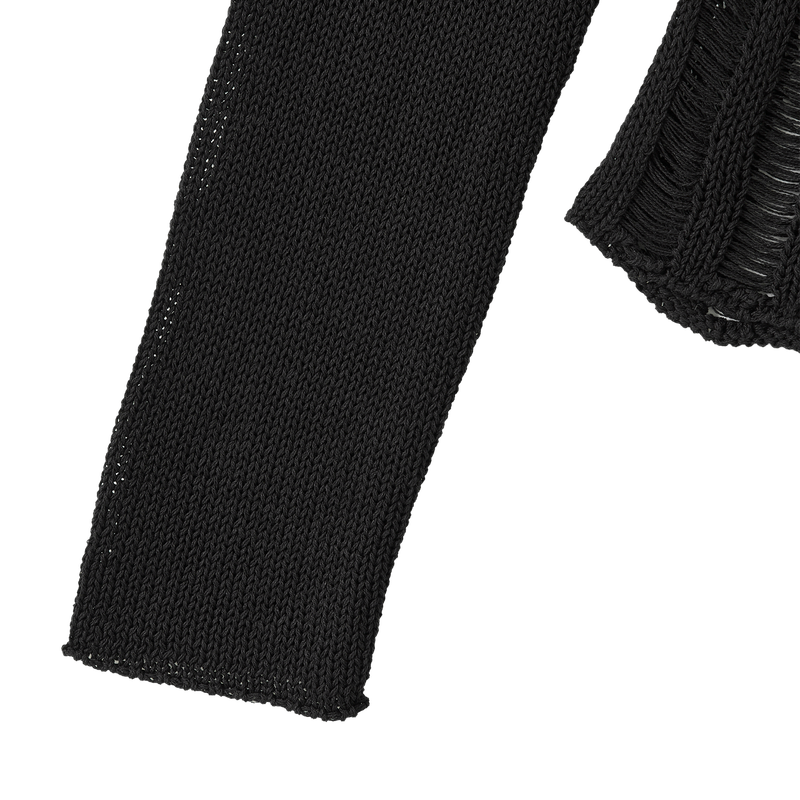 Mesh Cutout Knit - BLACK