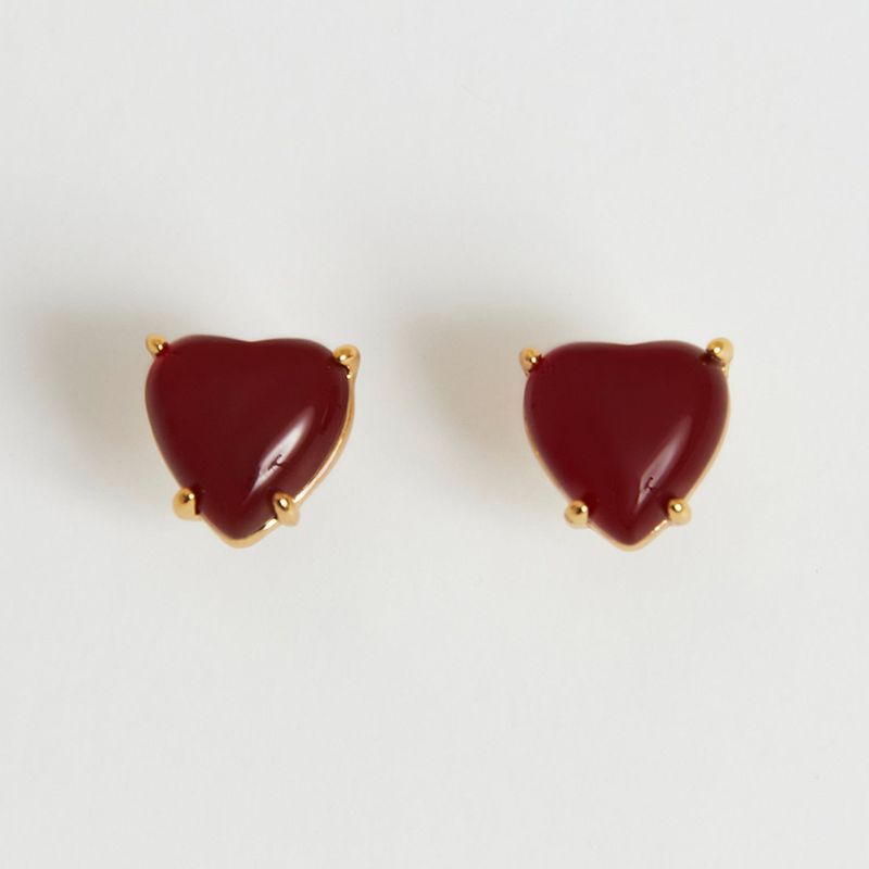 Petite Heart Earrings_Red