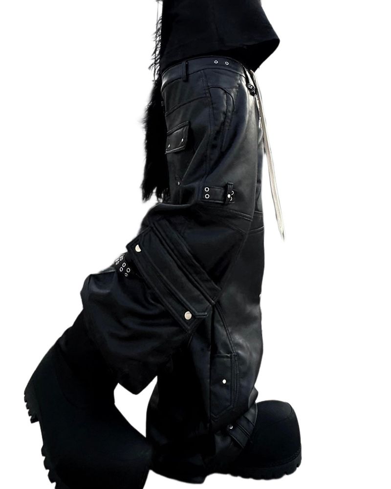 "GHIDØRAH CHAØS LEATHER CARGO PANTS"