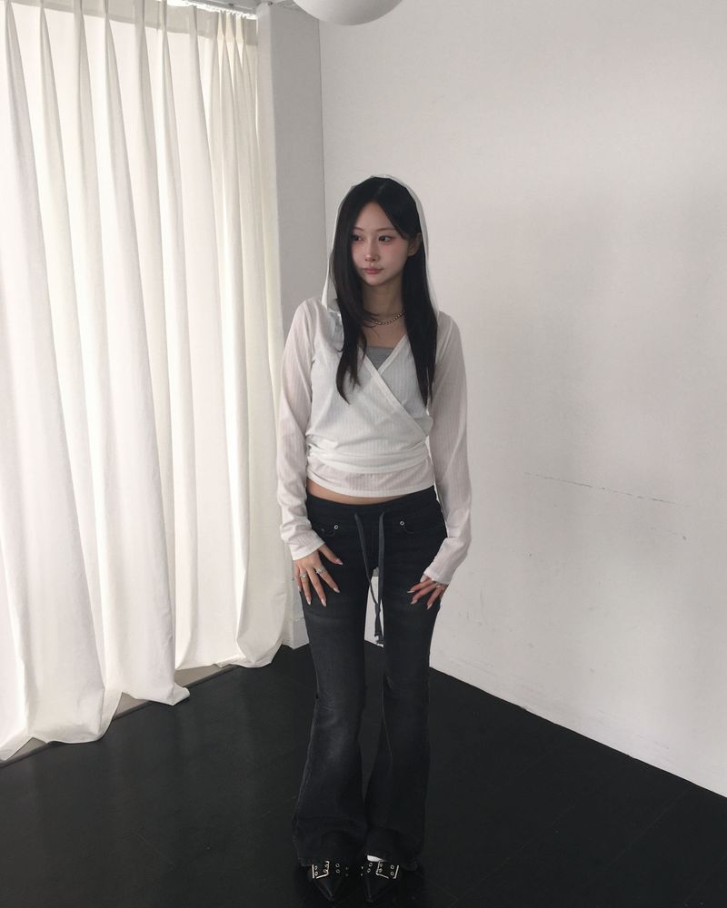 Banding low denim boots cut pants