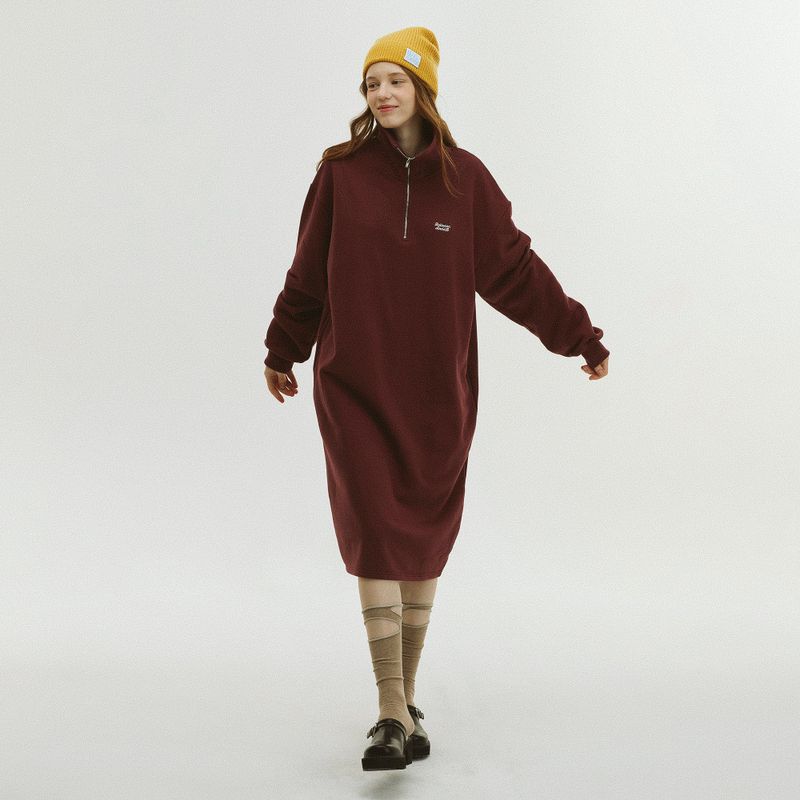 Between A and B（ビットウィーンエーアンドビー）の「SAILOR HALF ZIP-UP JERSEY DRESS_BURGUNDY（Dresses）」