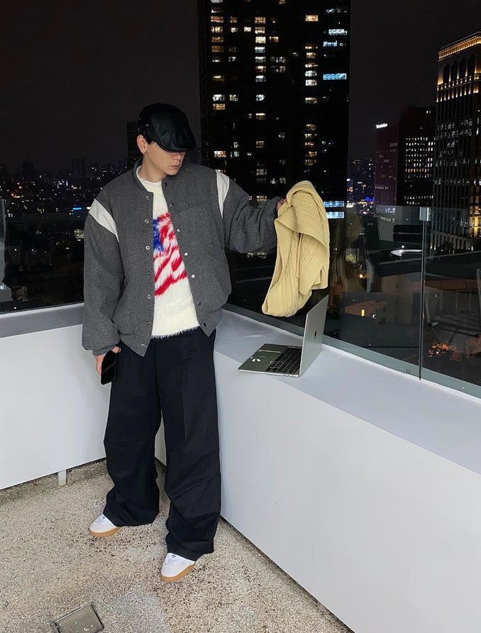 No.0495 row woolen varsity JP (3color)