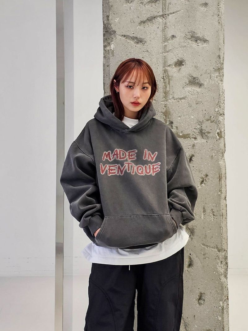 VENTIQUE Pigmate fluff Hoodie 3color