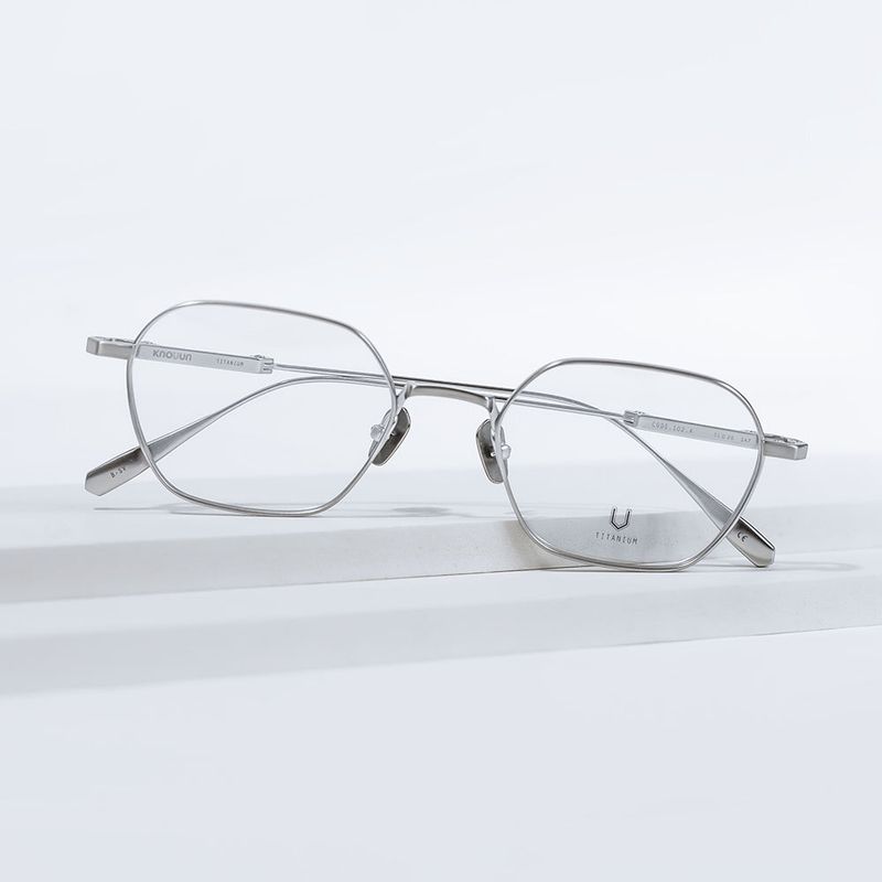 Knouun Square titanium glasses CODE. 102. A Silver