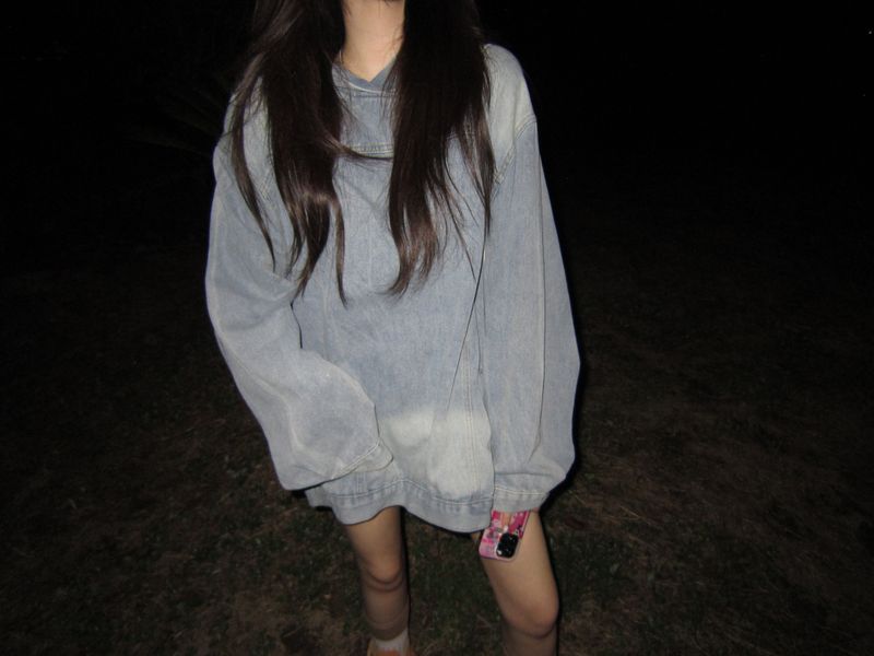 Denim washing hoodie