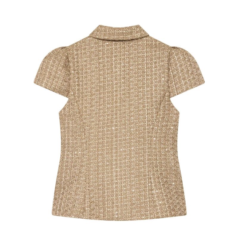 Lurex Tweed Puff Blouse
