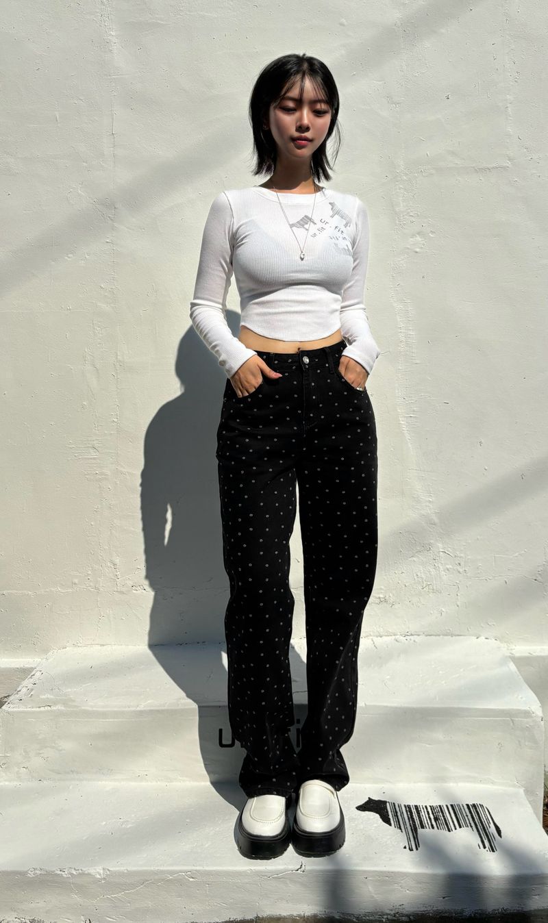 FLOWER DOT DENIM PANTS code 23001