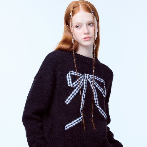 LUVISTRUE（ラブイズトゥルー）の「PA RIBBON KNIT (BLACK)（Tops）」