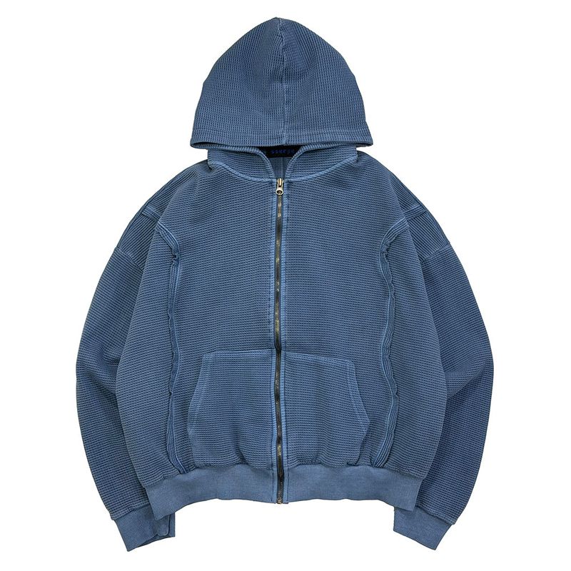 Sserpe(セルぺ)の「Raw Pigment Waffle Hood Zip Up Blue(Tops)」