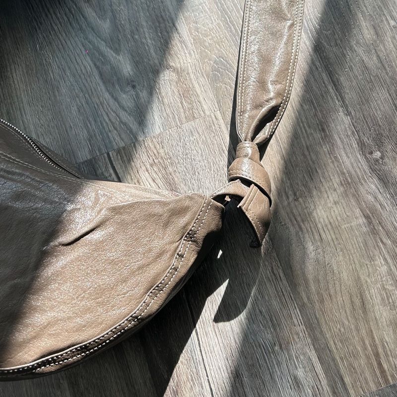 Wrinkled Leather Crescent Bag