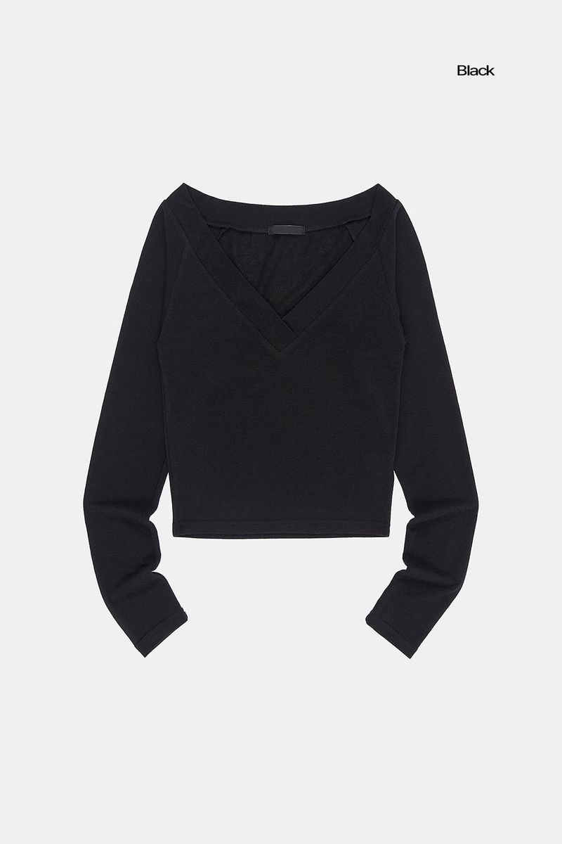 Olga deep V-neck crop long sleeve