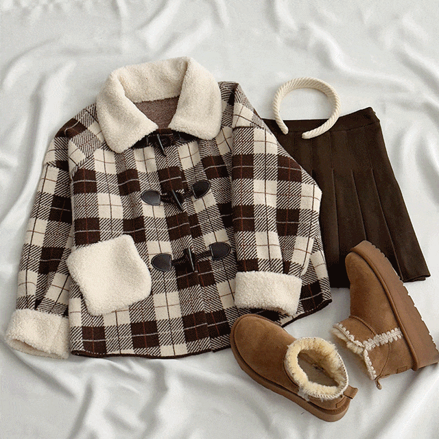 hijjoo（ハイチュー）の「choke pocket coloring collar wool check tteokbokki coat（Jackets/Outerwear）」