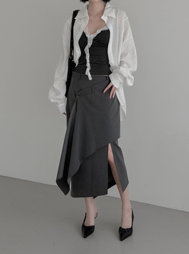 Luen Unbalanced Wrap Long Skirt