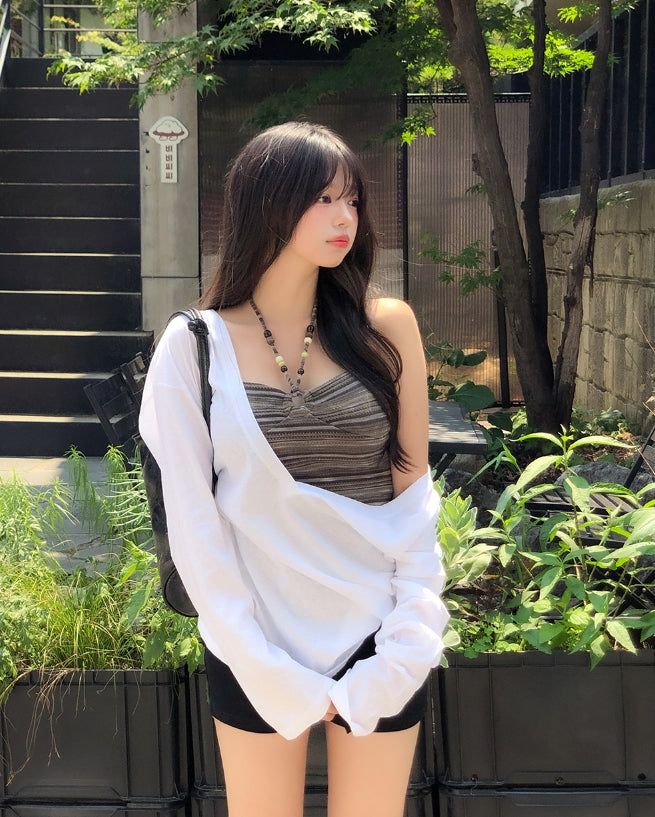 Awning Deep V-Neck Long Sleeve